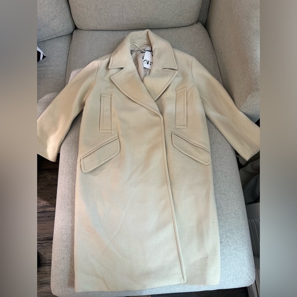 ZARA Oversized Vanilla/Cream coat size XS - Picture 4 of 12